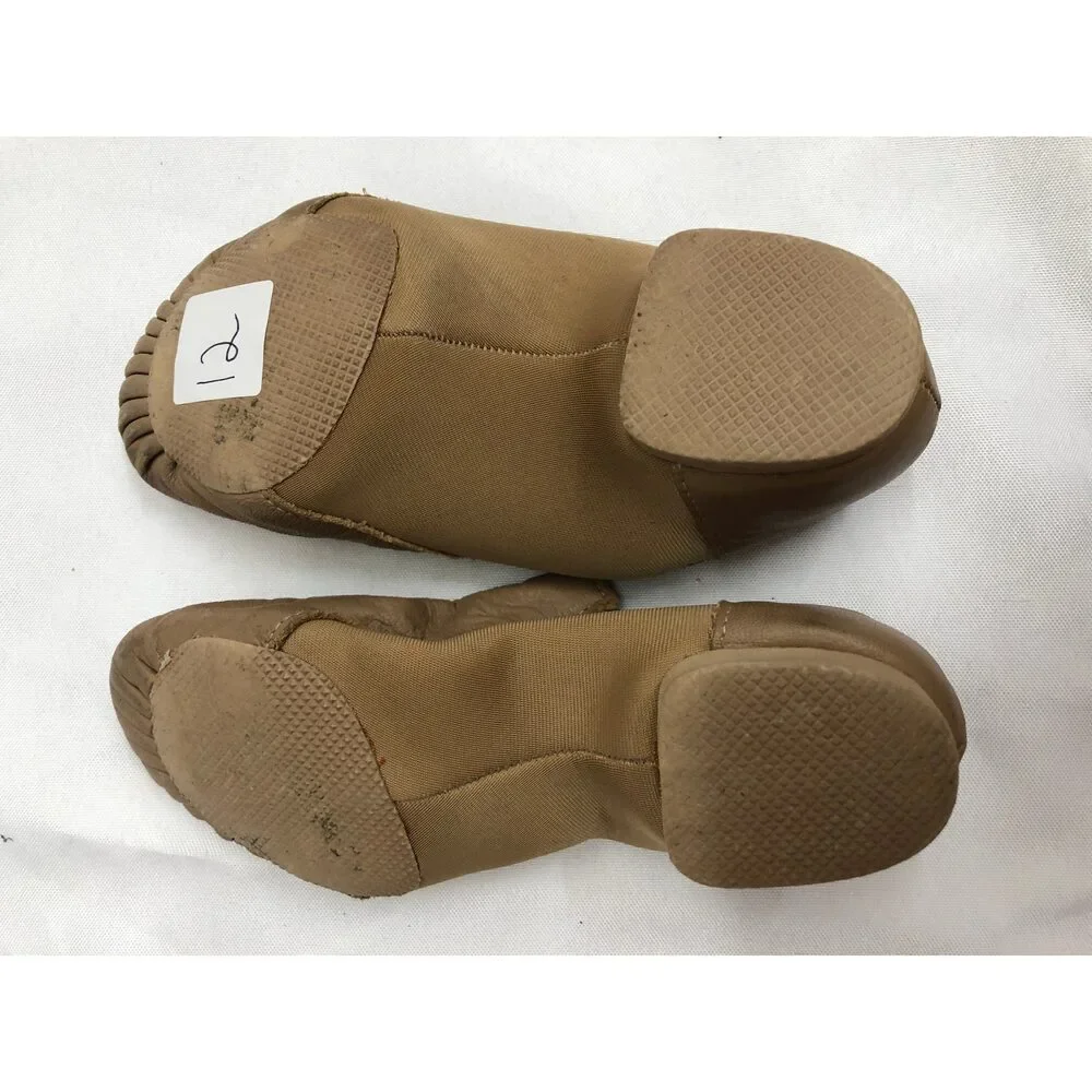 Pre-Owned Dance Jazz Shoes So Danca 12M Child JZ43 Tan Pull On Leather Split So